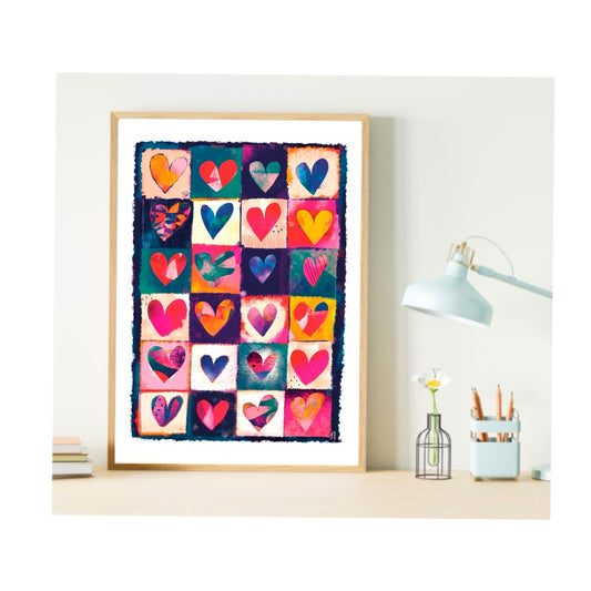 Affiche colorée : Les Coeurs
