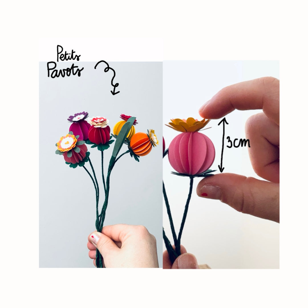 Petite fleur de pavot en papier découpé à la main. Pièce unique.