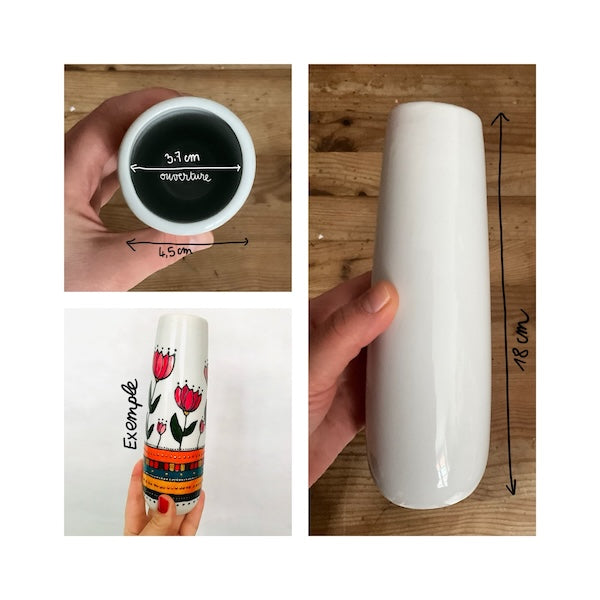 photo d'un soliflore en porcelaine à personnaliser selon le motif choisit