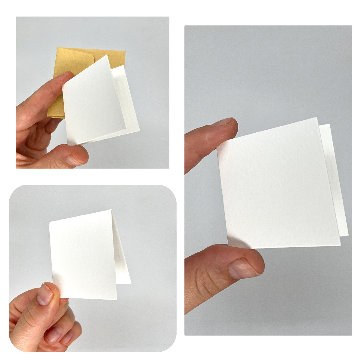 Photo représentant une carte double de format mini. Pour que le client puisse avoir une idée de la taille de la carte à personnaliser.