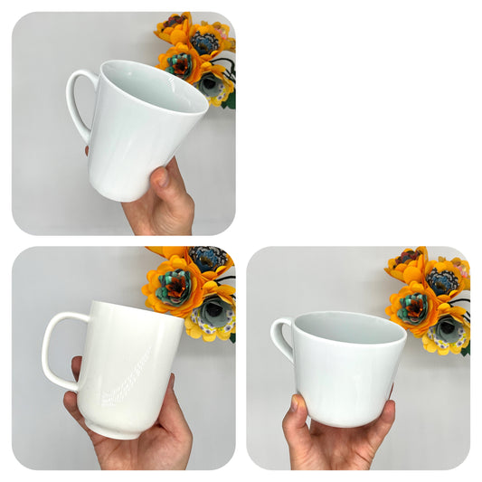 photos représentant des mugs en porcelaine.