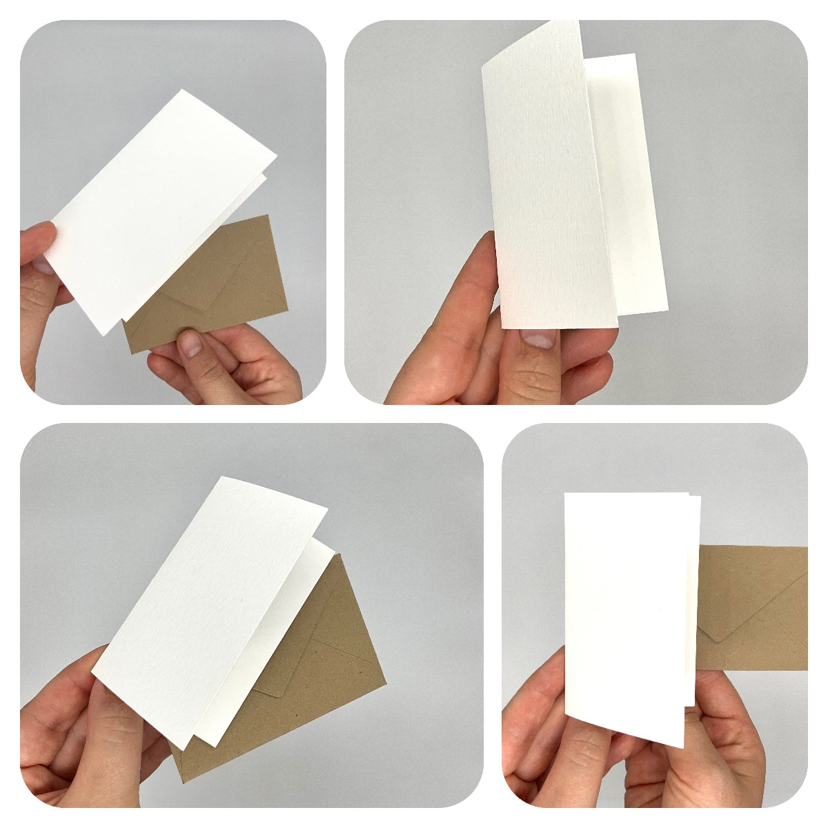 Photo représentant une petite carte double de format rectangulaire. Pour que le client puisse avoir une idée de la taille de la carte à personnaliser.