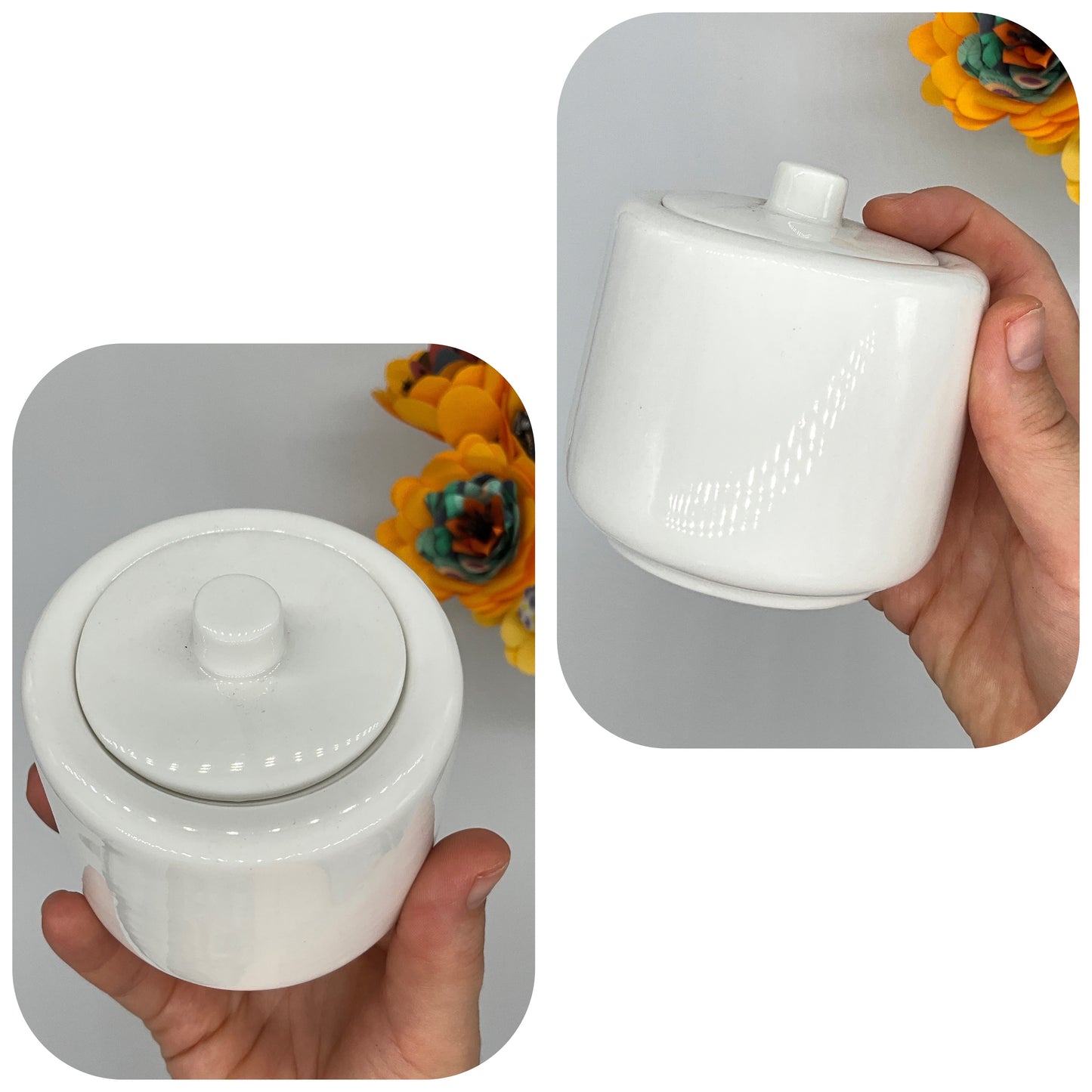 photos représentant un sucrier en porcelaine à personnaliser