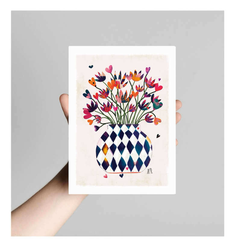 Petite affiche bouquet de fleurs. Idéale pour une décoration ou un cadeau