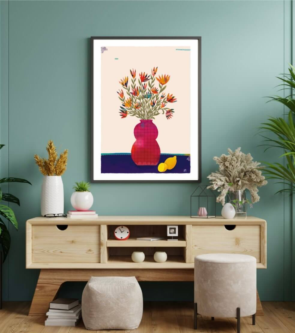 Affiche fleurs : Bouquet aux citrons
