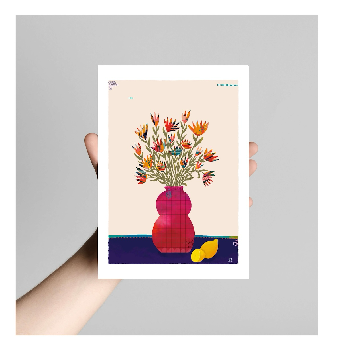 Affiche fleurs : Bouquet aux citrons