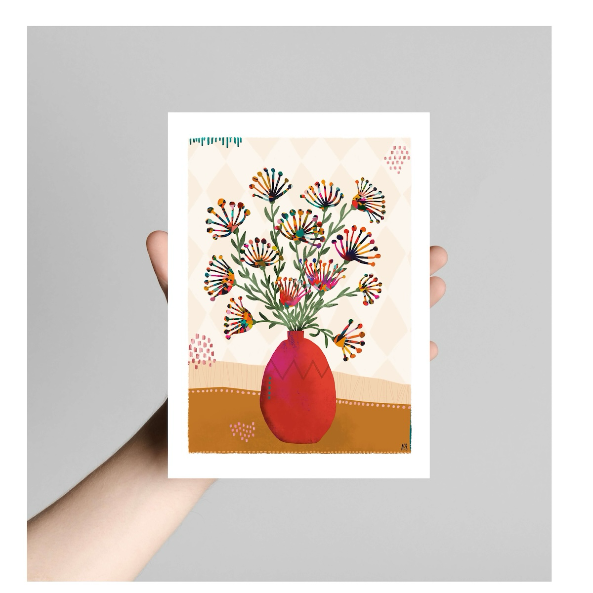 Affiche fleur : Bouquet au vase oval
