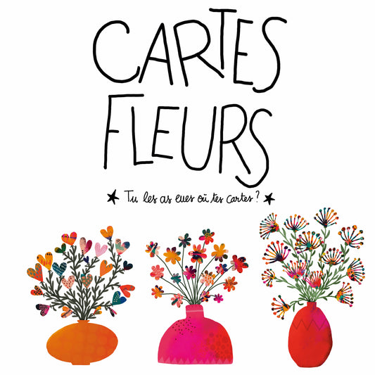 Cartes postales de créateur avec des bouquets de fleurs, art floral, impressions fleuries