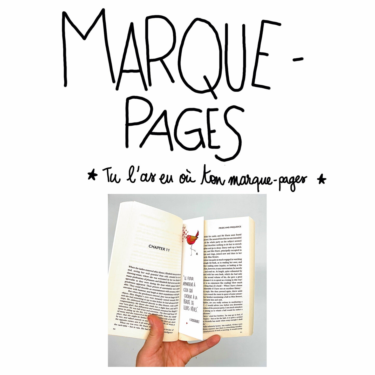 Marque-pages, signet original avec citation