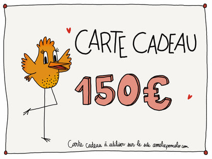 Cartes cadeaux Amélie Pomélo, bon d'achat pour la boutique Pomélo, idée cadeau