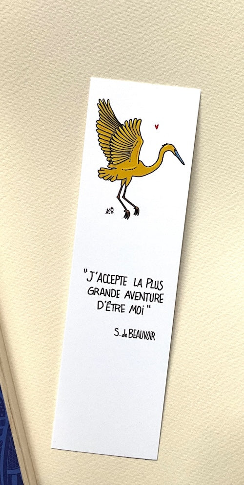 Marque-pages Grue Jaune Simone de Beauvoir