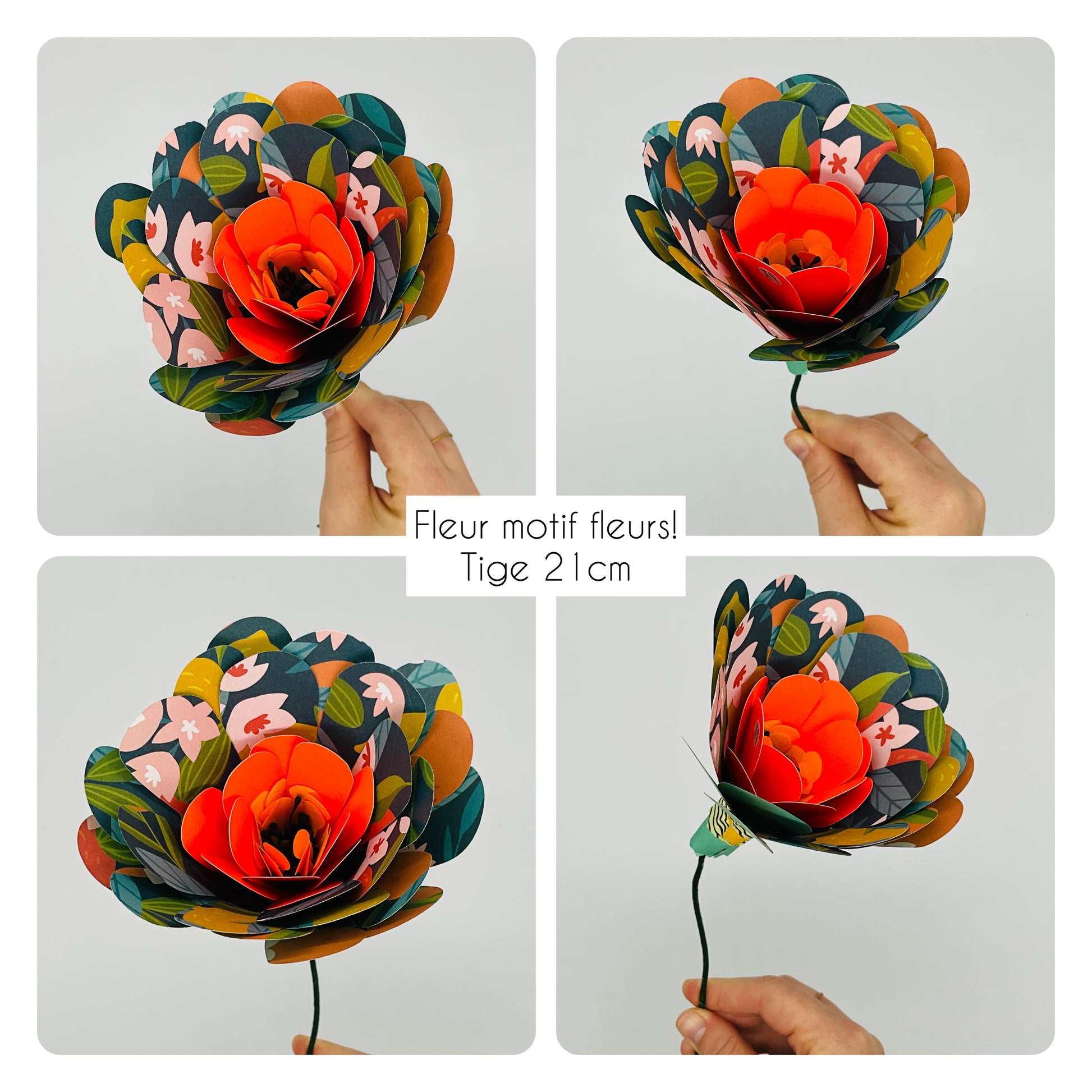 Fleur en papier découpé. Multicolore, fait main, pièce unique.