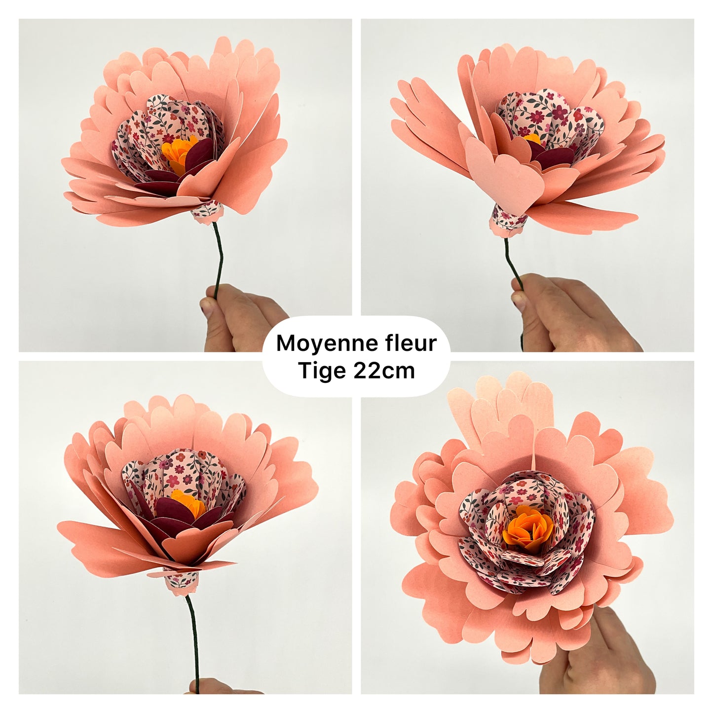 Fleur en papier découpé à la main. dans les tons roses. taille moyenne. pièce unique