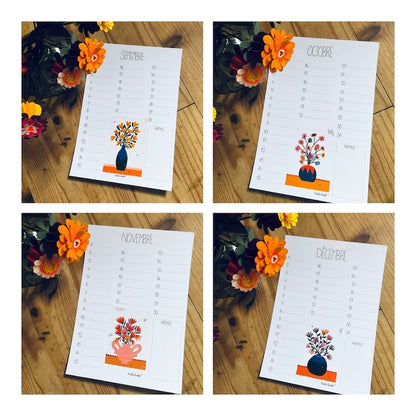 Photo représentant l'intérieur du calendrier perpétuel d'anniversaire à fleurs
