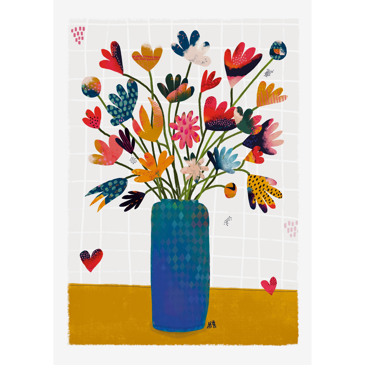 Cartes postales de créateur avec des bouquets de fleurs, art floral, impressions fleuries